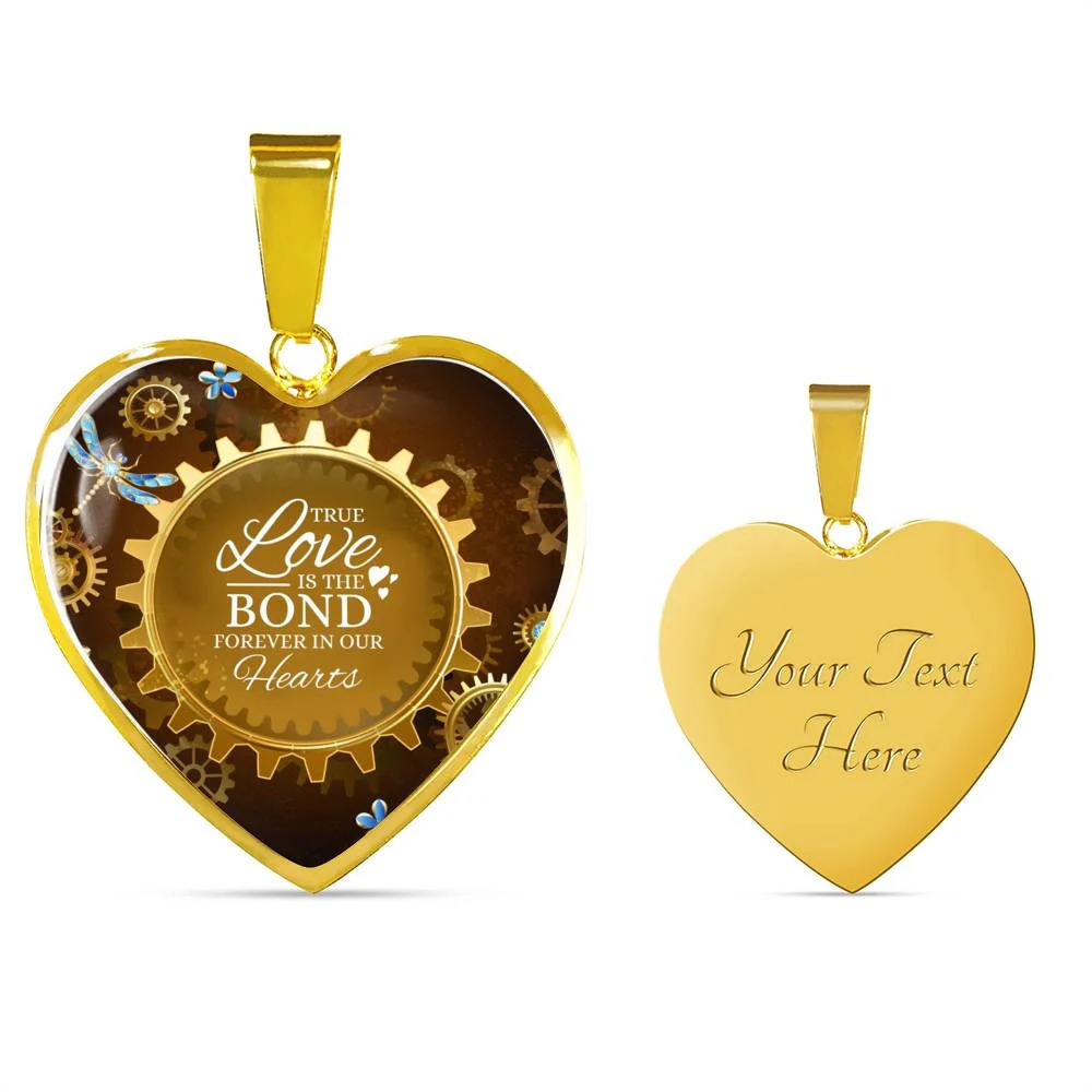 True Love Necklace Personalized Engraved Gold Heart Necklace Custom Name Date G